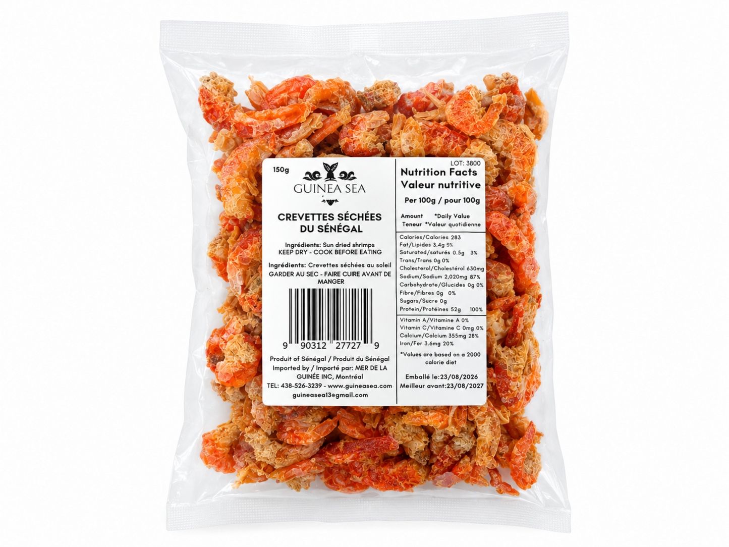 Wild-Caught Sun-Dried Shrimps from Senegal (150g)