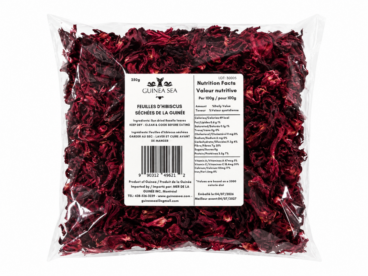 Dried Hibiscus Flowers from Guinea (250g)